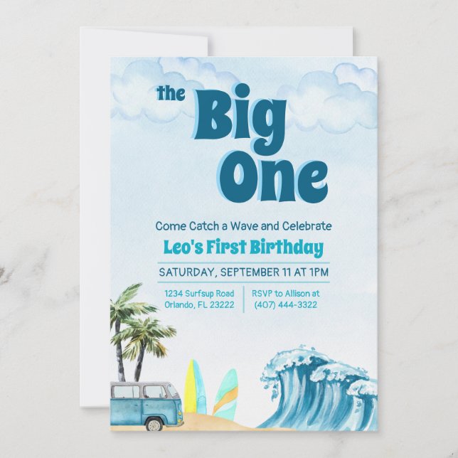 The Big One - First Birthday Invitation  (Front)