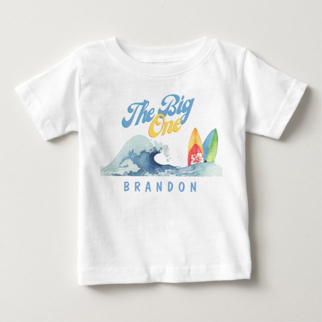 The Big One First Birthday Surf Shirt Custom Name (Front)