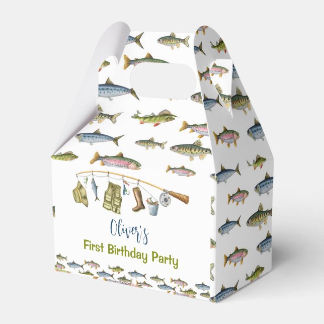The Big One Fishing Birthday Party Favour Box (Front Side)