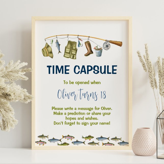 The Big One Fishing Birthday Time Capsule Sign (Creator Uploaded)