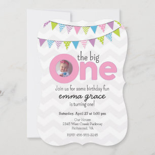 The Big One Girls First Birthday Invitation