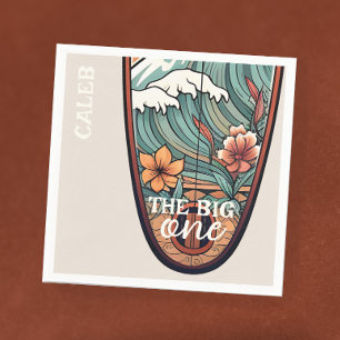 The Big One Hawaiian Surf First Birthday Custom Napkin