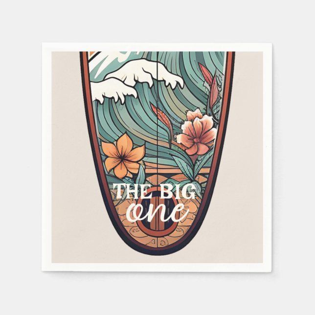 The Big One Hawaiian Surf First Birthday Paper Napkin (Front)