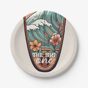The Big One Hawaiian Surf First Birthday Paper Plate