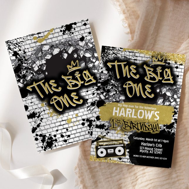 The Big One Hip Hop 1st Birthday Invitation (Creator Uploaded)