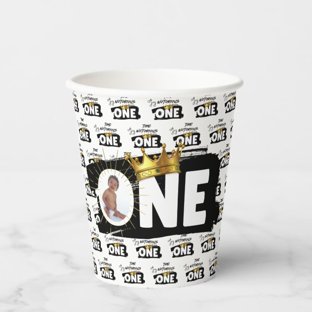 The Big One Hip Hop 1st Birthday Photo Paper Cups (Front)