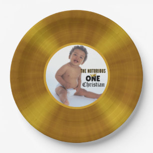 The Big ONE Hip Hop Birthday Gold Record Photo Paper Plate