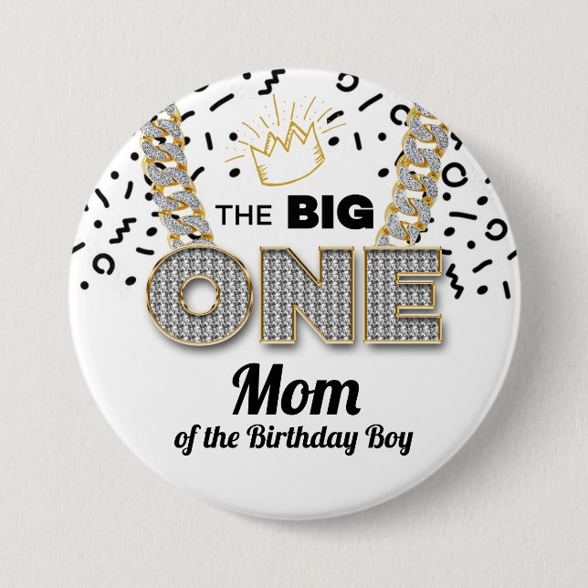 The BIG One Hip Hop First Birthday Family Button (Front)