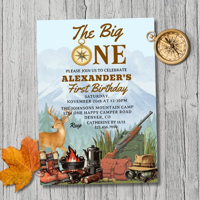 The Big One Hunting Camping 1st Birthday Invitation (Creator Uploaded)