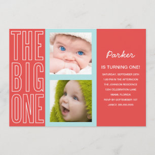 THE BIG ONE IN RED   FIRST BIRTHDAY INVITATION
