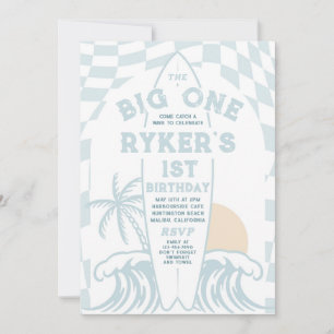 The Big One Modern Surf 1st Birthday Party Invitation