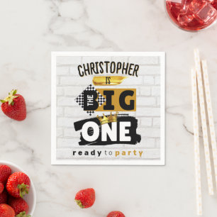 The BIG One  Retro 90's Hip Hop 1st Birthday  Napkin