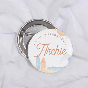The Big One Surf 1st Birthday Boy 6 Cm Round Badge
