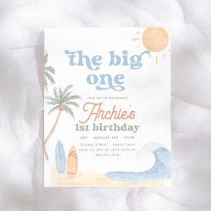 The Big One Surf 1st Birthday Budget Invitation
