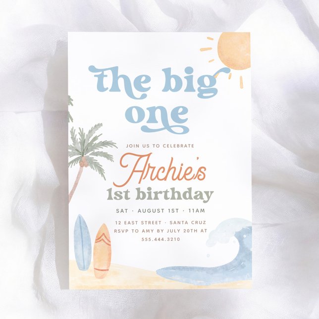 The Big One Surf 1st Birthday Invitation (Creator Uploaded)