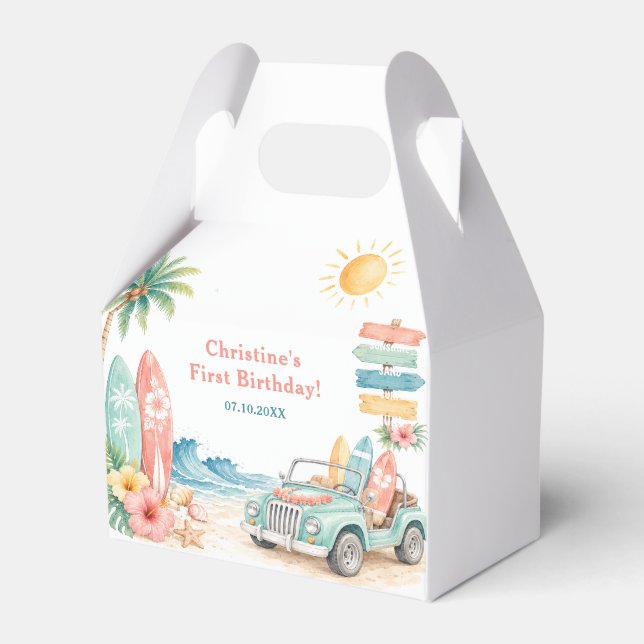 The Big One Surf Beach 1st Birthday Favour Box (Front Side)