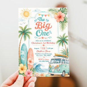 The Big One Surf Beach 1st Birthday Invitation