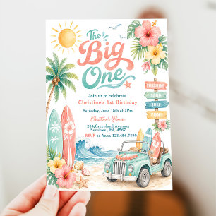 The Big One Surf Beach 1st Birthday Invitation