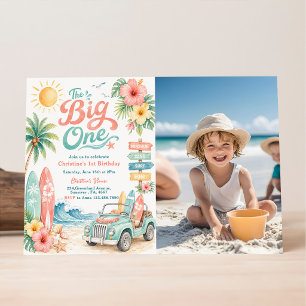 The Big One Surf Beach 1st Birthday Invitation