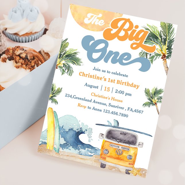 The Big One Surf Beach 1st Birthday Invitation (Creator Uploaded)