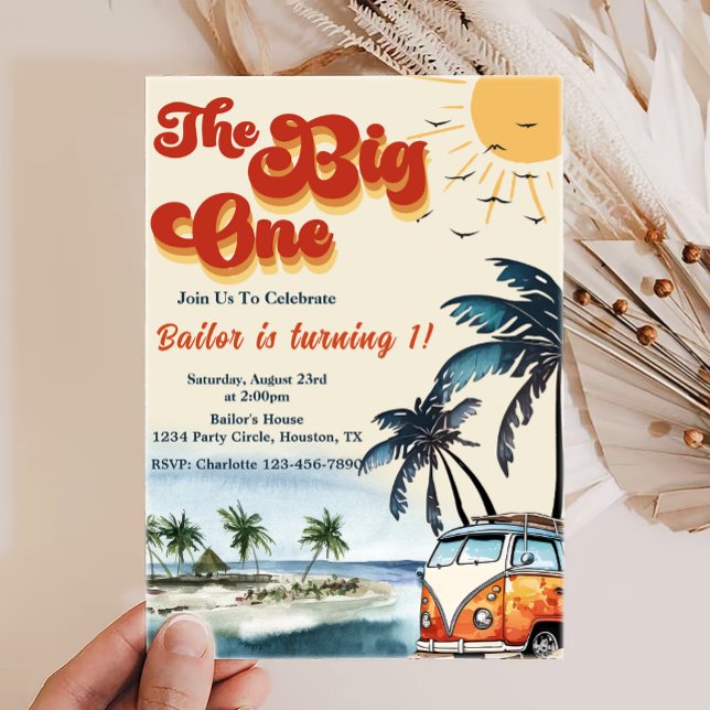 The Big One Surf Beach 1st Birthday Invitation (Creator Uploaded)