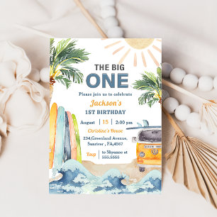The Big One Surf Beach 1st Birthday Invitation