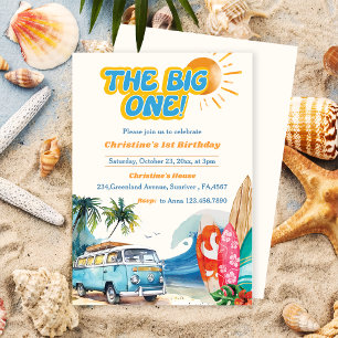 The Big One Surf Beach 1st Birthday Invitation