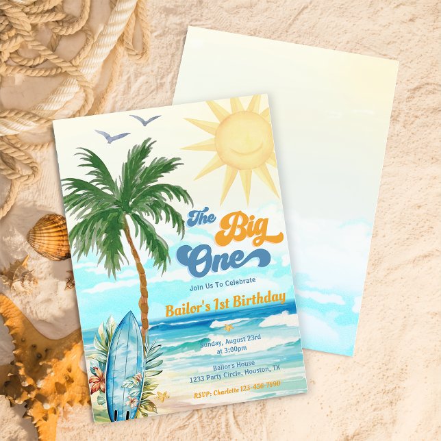 The Big One Surf Beach 1st Birthday Invitation (Creator Uploaded)