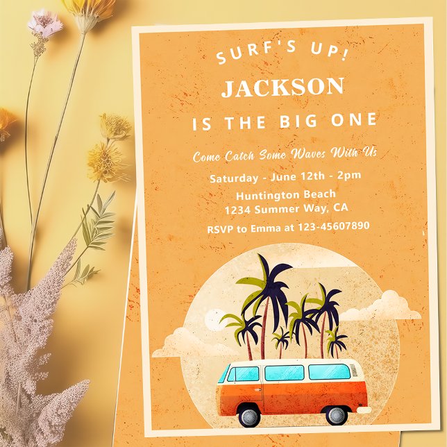 The Big One Surf Beach 1st Birthday Invitation (Creator Uploaded)