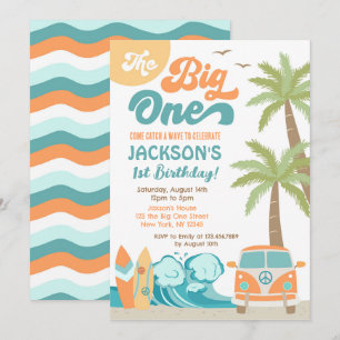 The Big One Surf Beach 1st Birthday Invitation