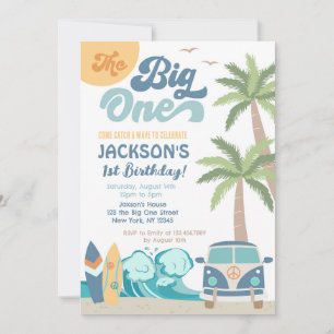 The Big One Surf Beach 1st Birthday Invitation