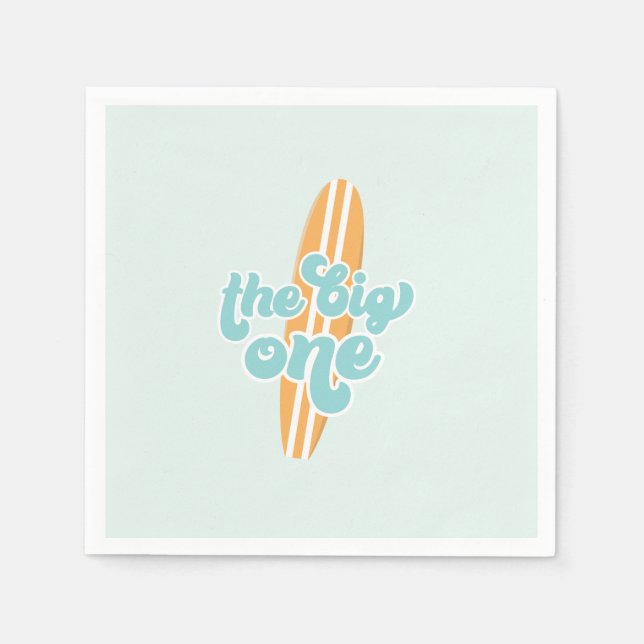 The Big One Surf Beach 1st Birthday Napkin (Front)