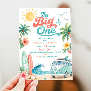 The Big One Surf Beach 1st Birthday Party Invitation