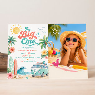 The Big One Surf Beach 1st Birthday Party Invitation