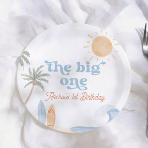 The Big One Surf Boy 1st Birthday Party Paper Plate