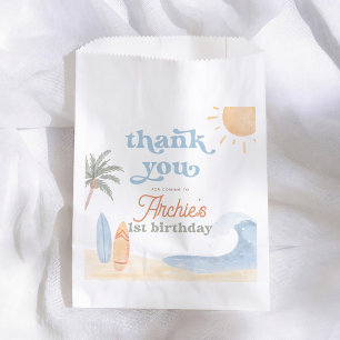 The Big One Surf Boy 1st Birthday Thank You Favour Bags