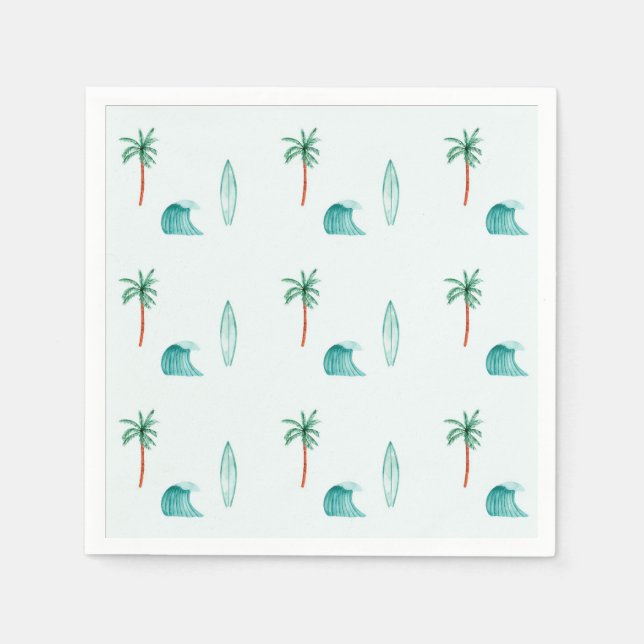 The Big One Surf First Birthday Napkin Party Decor (Front)