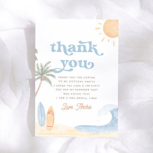 The Big One Surf Summer 1st Birthday Thank You Card