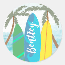 The Big One Surfboard Cupcake Topper Sticker