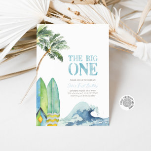 The BIG ONE Surfing 1st Birthday Party Invitation