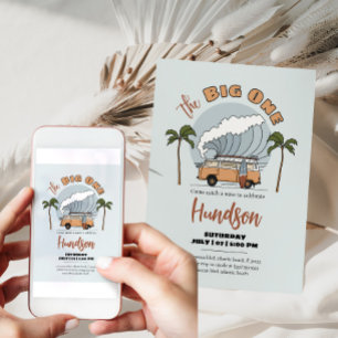 The Big One Surf's Up Birthday Invitation Card