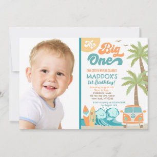 The Big One Surf's Up Surf Birthday Invitation