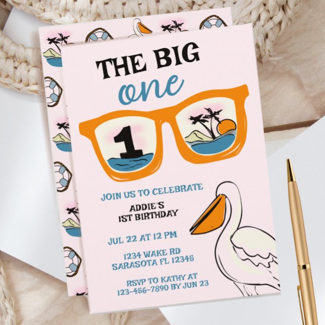 The Big One Tropical Girls First Birthday Invitation (Creator Uploaded)