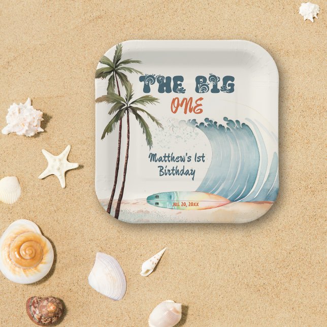 The Big One Tropical Surf Birthday Party  Paper Plate (Creator Uploaded)