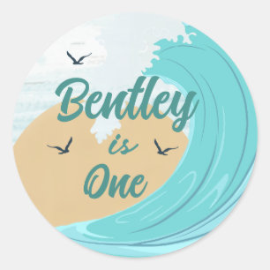 The Big One Wave Cupcake Favour Sticker