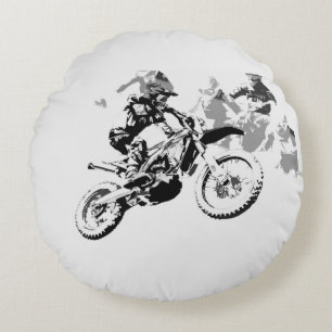 The Big Race - Motocross Racers  Round Cushion