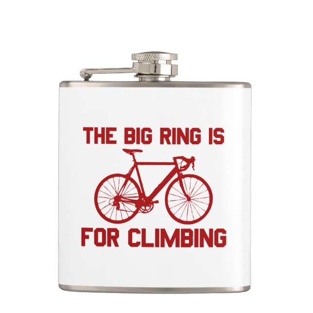 The Big Ring Is For Climbing Hip Flask (Front)