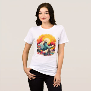 The Big Rocking Wave + Sunshine on a Soft White Tri-Blend Shirt