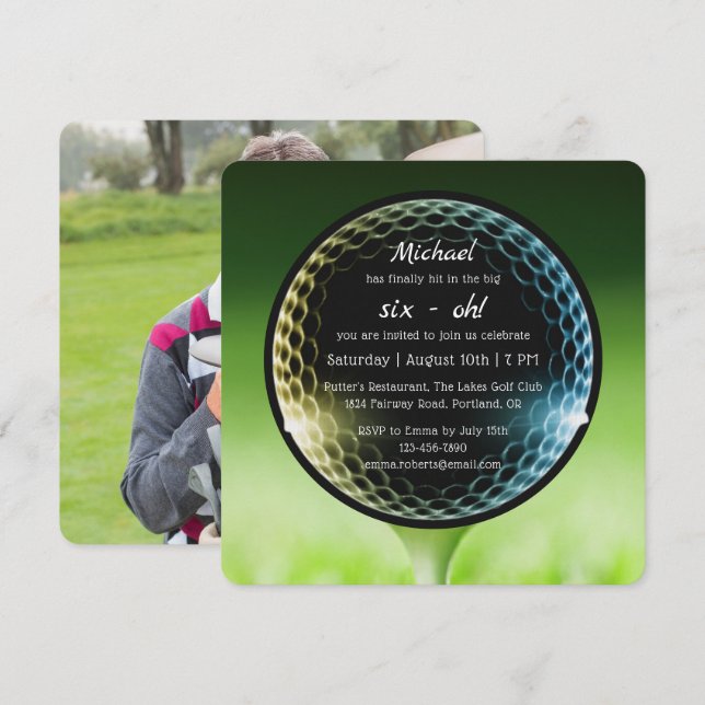 The Big Six-Oh Golf 60th Birthday Party QR Code Invitation (Front/Back)