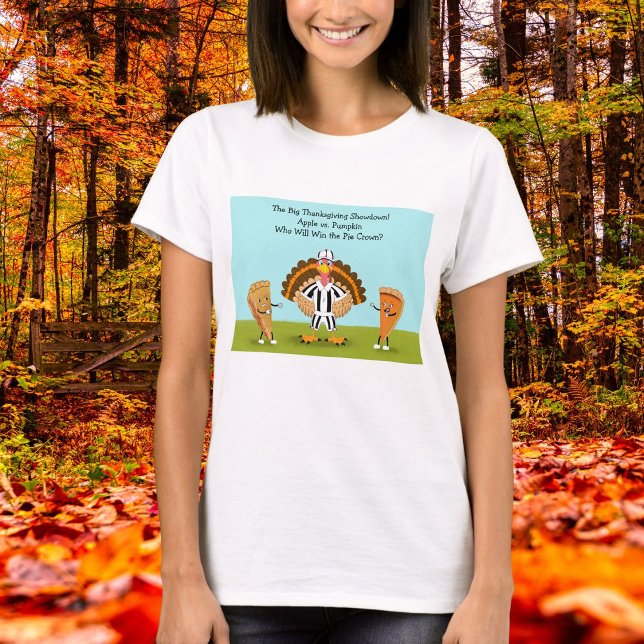 The Big Thanksgiving Showdown Pumpkin and Apple T-Shirt (Creator Uploaded)